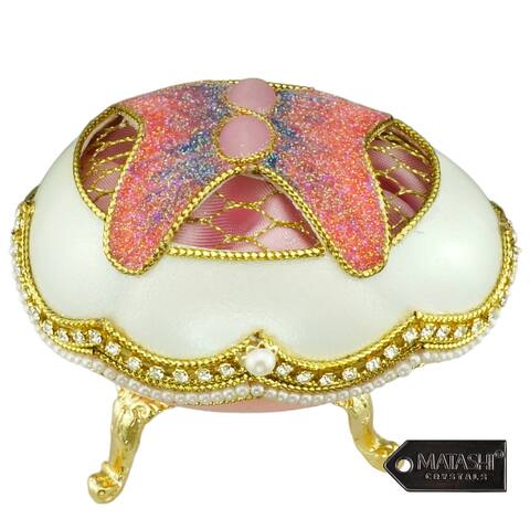 Matashi Pink Butterfly Eggshell Trinket Music Box w/ Crystals