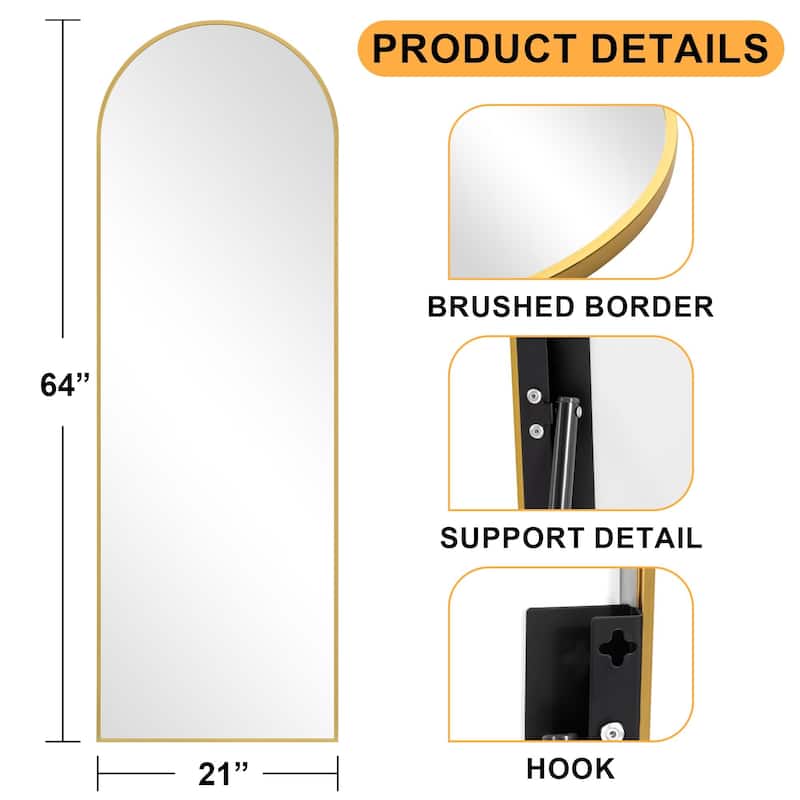 Arched Modern Full-Length Floor Mirror - 64*21