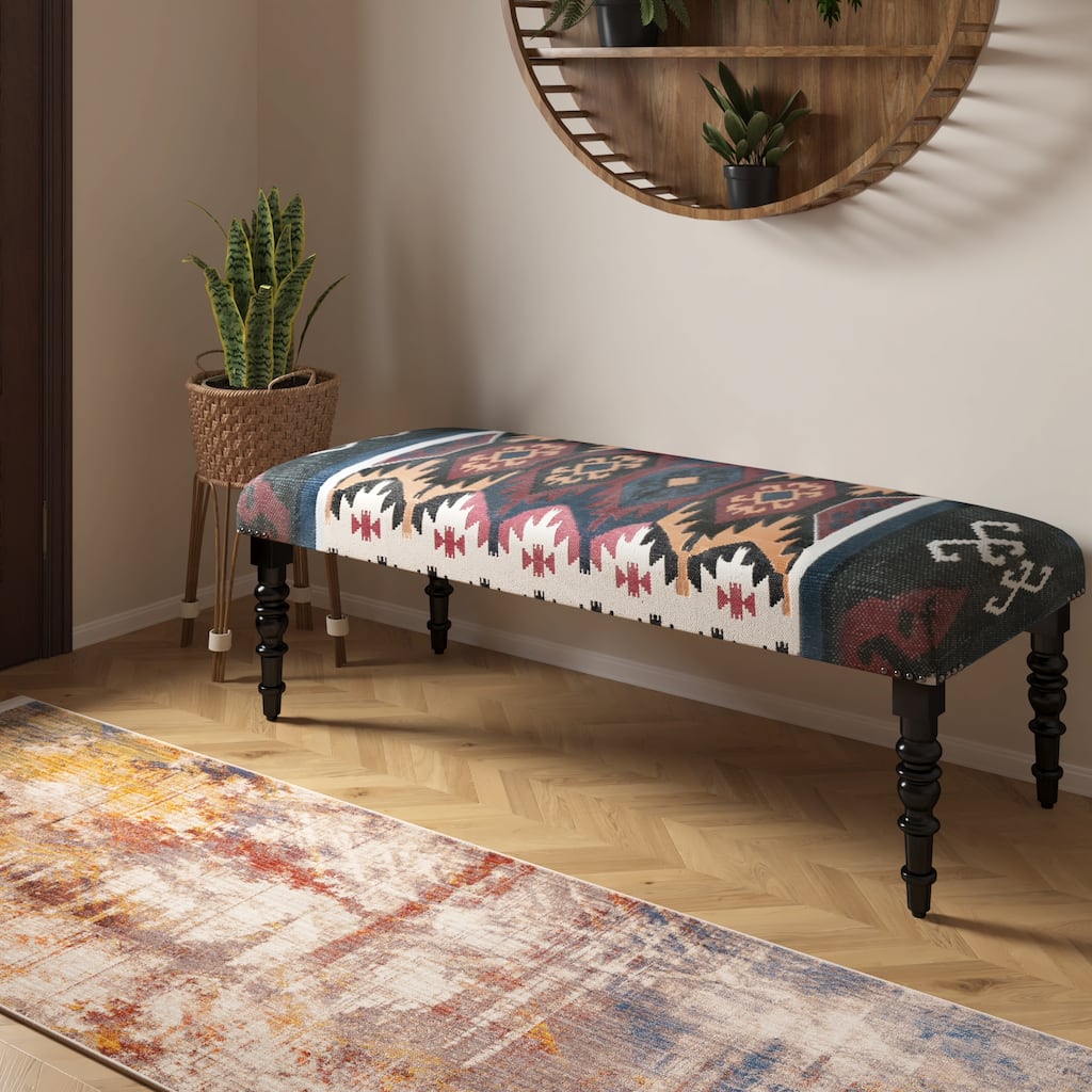 Sevita Colorful Southwestern Indoor Bench 16"W x 47"L x 18"H - 3'11" x 1'4"