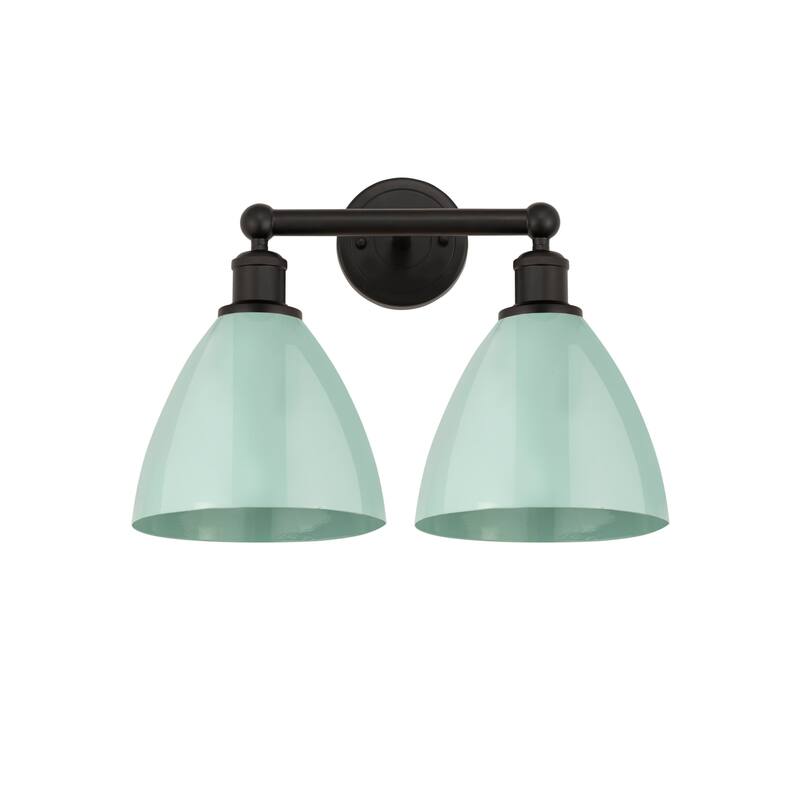 Innovations Lighting 616-2W-12-17 Plymouth Vanity Plymouth Dome 2 - Oil Rubbed Bronze / Seafoam