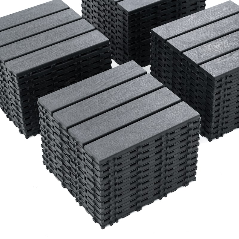 Plastic Interlocking Deck Tiles,44 Pack Patio Deck Tiles,12"x12" Square Waterproof Outdoor All Weather Use, Patio Decking Tiles
