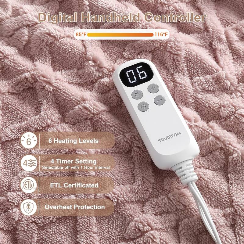 Heated Blanket Electric Throw Blanket, Tufted Sherpa Heating Lap Blanket