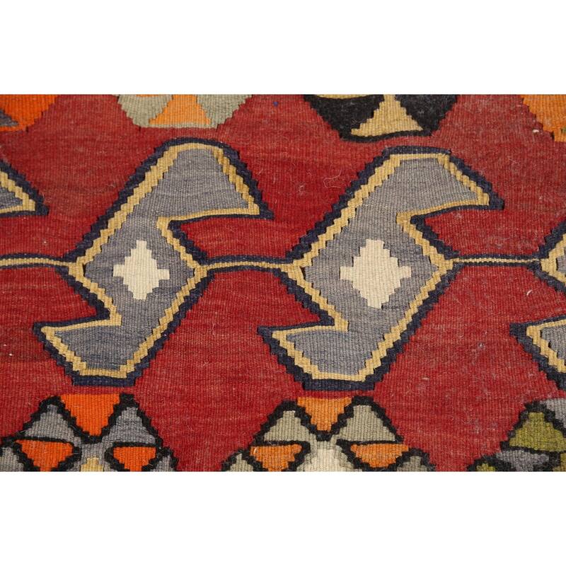 Vegetable Dye Kilim Qashqai Persian Antique Wool Carpet - 5'1"x 8'8"