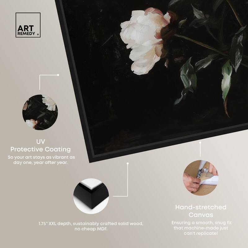 White Peony Nocturne Canvas by Art Remedy
