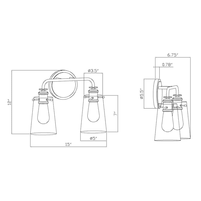 Forte Lighting 5118-02 Ronna 2 Light 15" Wide Bathroom Vanity Light