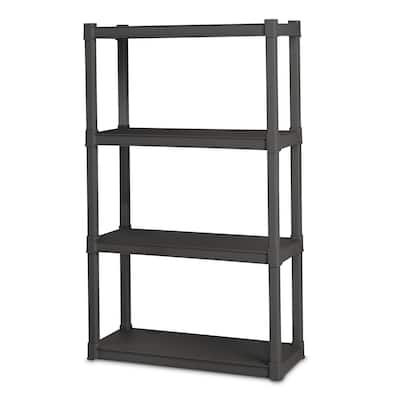Sterilite 4 Shelf Unit Heavy Duty & Easy to Assemble Plastic Storage Unit, Gray - 1-Pack