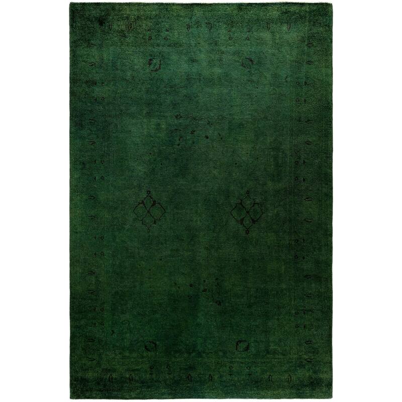 Overdyed One-of-a-Kind Hand-Knotted Area Rug - Green - 6' 2" x 9' 4"