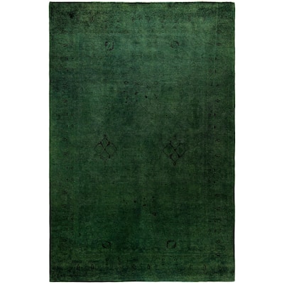 Overdyed One-of-a-Kind Hand-Knotted Area Rug - Green - 6' 2" x 9' 4"