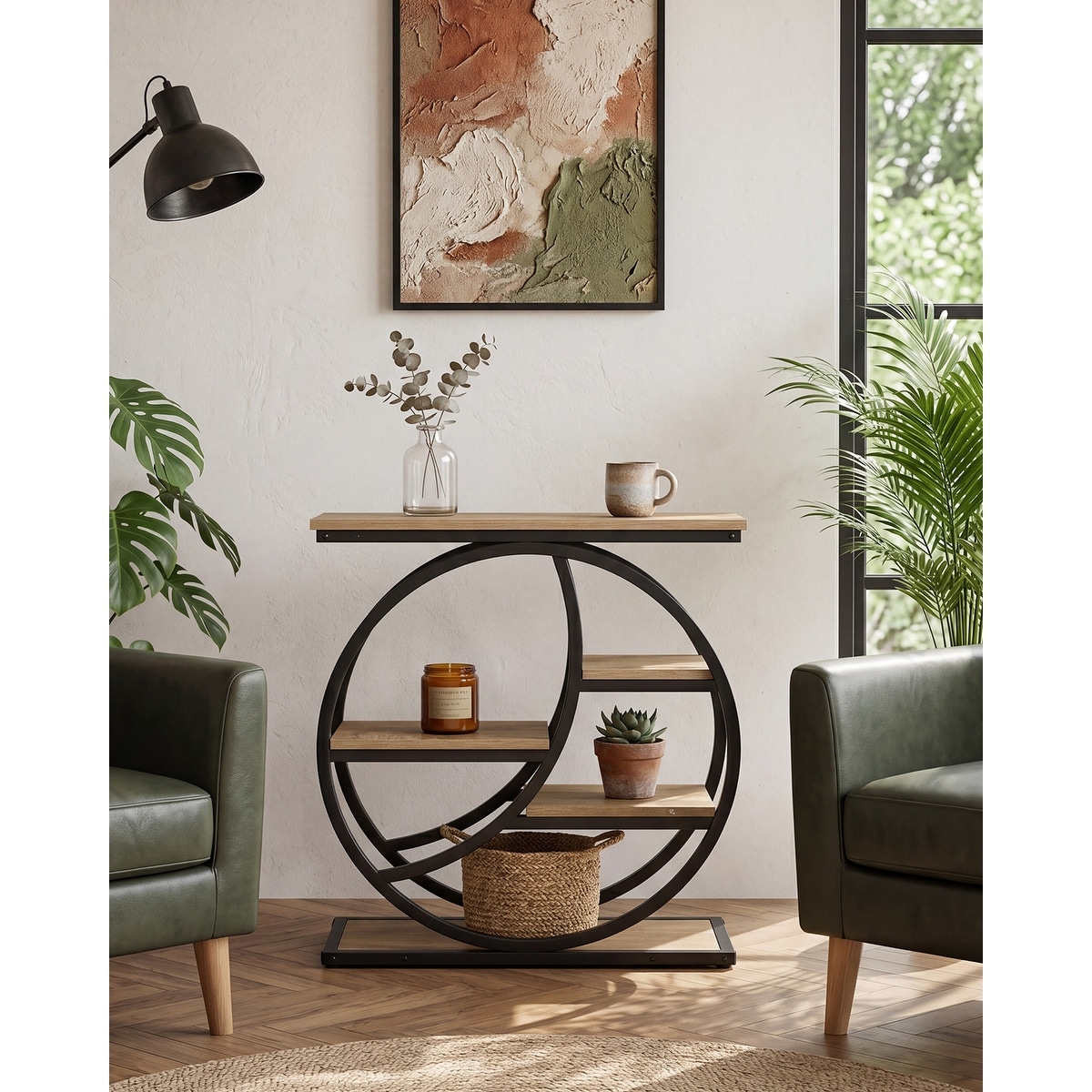 End Table, Narrow Side Table with 4-Tier Large Storage Space, Modern Bedside Table for Living Room, Home Office, Bedroom