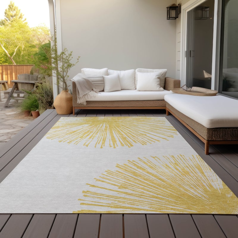 Machine Washable Indoor/ Outdoor Chantille Contemporary Burst Rug