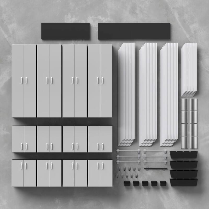 Flow Wall 42pc PVC Indoor Garage Cabinet Organization Set - Silver