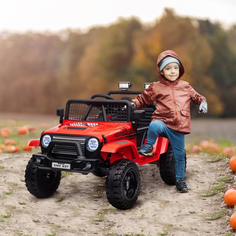 Battery Powered 12V Ride-On Truck Car for Kids, Dual Motors, Music, Horn, and Parent Remote Control, for Kids Ages 3-6