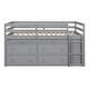 preview thumbnail 30 of 34, Twin/Full Size Low Loft Bed with Retractable Writing Desk and 4 Drawers, Wooden Loft Bed Frame w/ Lateral Portable Desk & Ladder