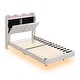 preview thumbnail 6 of 10, Twin Size Upholstery Platform Bed with LED Light Strips, Storage Headboard & 2 USB Charging, Beige