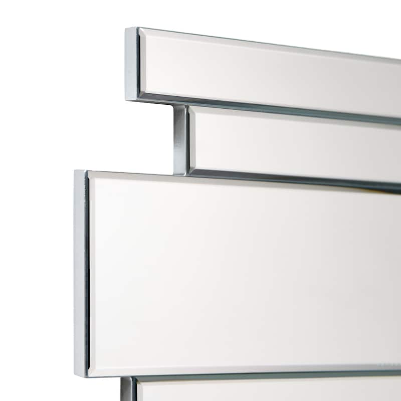 Empire Art Direct Silver Multipaneled Zigzags Beveled Wall Mirror - Clear - 24"x48"x0.7"