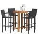 preview thumbnail 36 of 46, vidaXL 5 Piece Patio Bar Set Gray Solid Wood Acacia and Poly Rattan - 23.6" x 23.6" x 41.3"