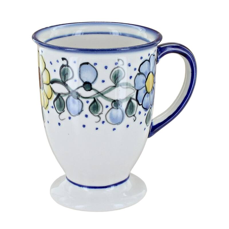 Blue Rose Polish Pottery 14C WR Unikat Pedestal Mug