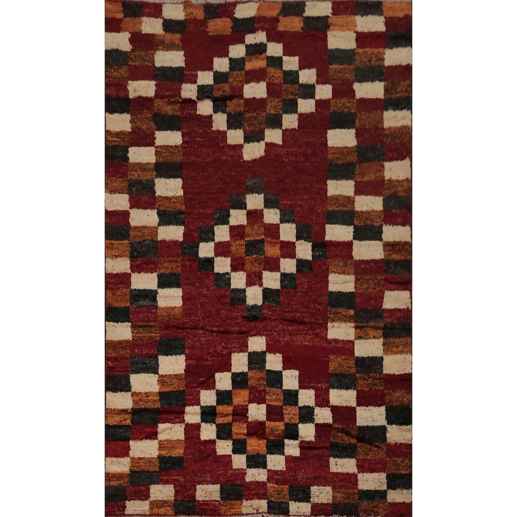 Hand Knotted Oriental 100% Wool Carpet Modern Geometric Red Moroccan Area Rug - 10' 2'' X 6' 9''