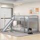 preview thumbnail 1 of 6, Twin over Twin Bunk Bed with Convertible Slide and Ladder Gray
