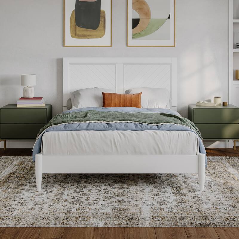 Berkshire Full Solid Wood Low Profile Platform Bed in White