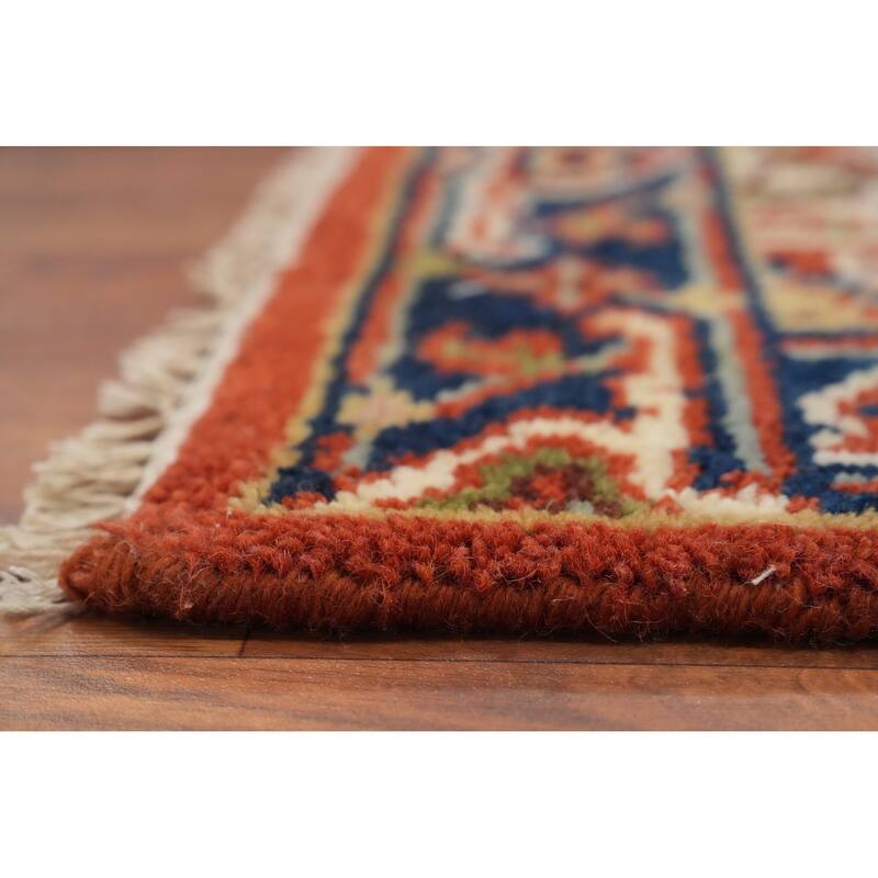 Hand Knotted Oriental 100% Wool Carpet Traditional Medallion Oranges & Rust Heriz (serapi) Area Rug - 3' 0'' X 2' 0''