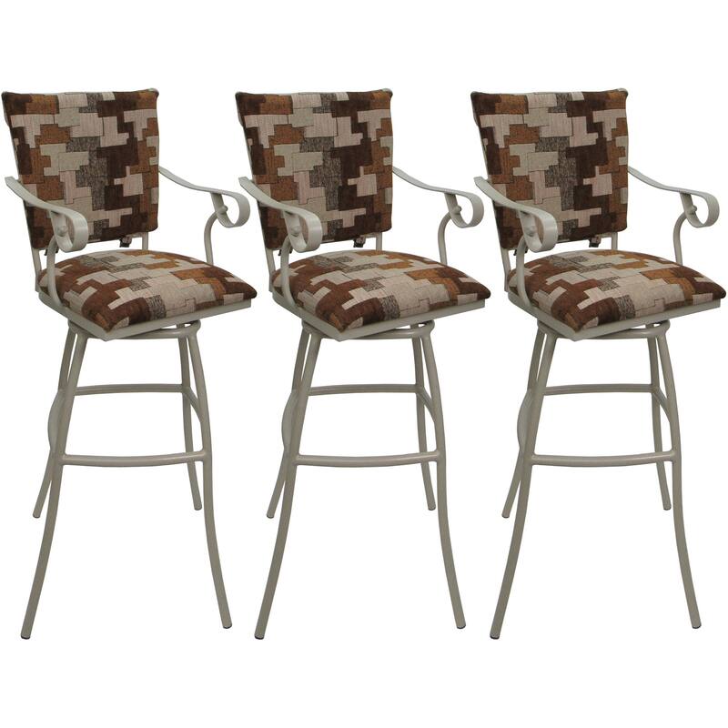 Set of 3 Outdoor Indoor Bar Stool Counter Extra Tall - Jenna PB Arms - Craftsman Terracotta - Beige - Counter Height
