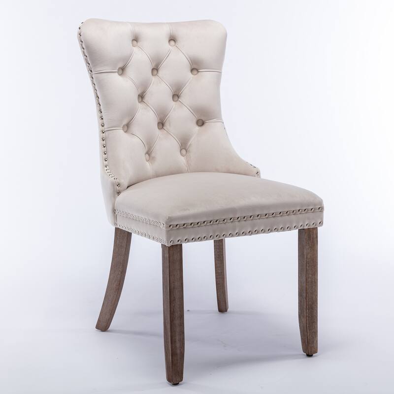 Set of 2 Modern High-End Tufted Solid Wood Upholstered Dining Chair with Nailhead Trim