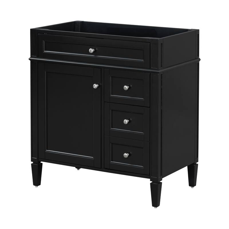 Roomfitters 30" Bathroom Vanity Cabinet with 2 Drawers, Sink Base Only, Sleek Modern Design for Bathroom Storage, Black
