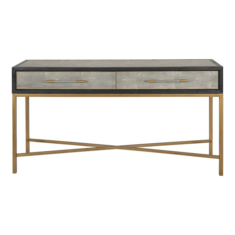 Aurelle Home Milton Solid Oak and Brass Console Table