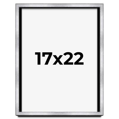 17x22 Shadow Box Frame Silver | 1.375 Inches Deep Real Wood