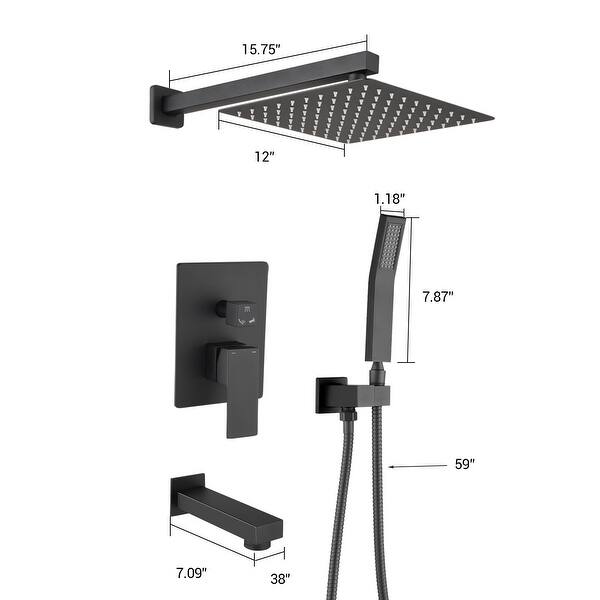 12 Inch Shower Head Kit Shower System With Tub Spout Faucet