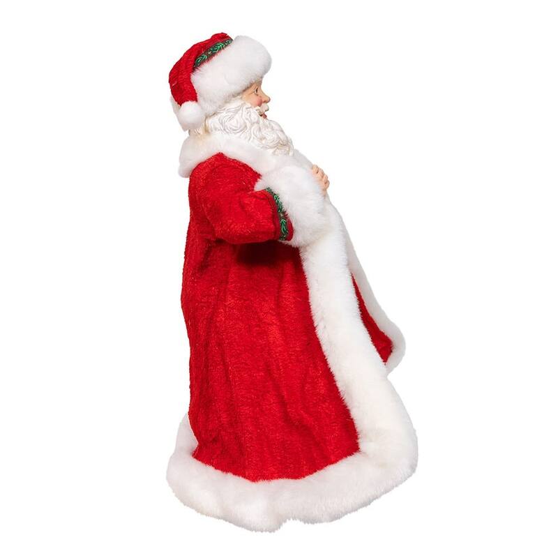 Kurt Adler 10.5-Inch Fabriche Santa with Gifts in Pocket.