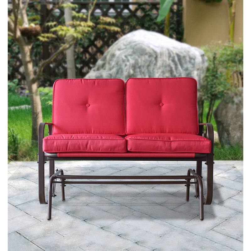 Tolentino 2-Person Brown Outdoor Loveseat Glider
