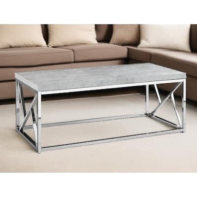 HomeRoots 47" Gray And Silver Cement And Iron Coffee Table