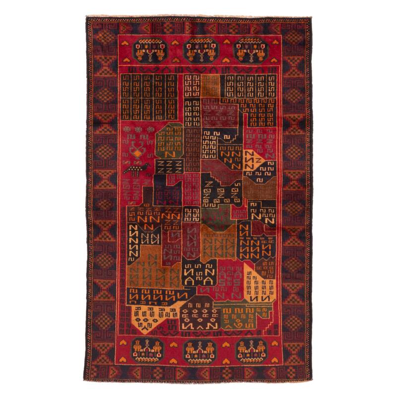 ECARPETGALLERY Hand-knotted Teimani Red Wool Rug - 3'7 x 5'10