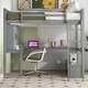 preview thumbnail 24 of 33, Full Size Loft Bed with L-shaped Multi-storage Desk, LED light & USB Charging Station, Wooden Loft Bed Storage Bench w/2 Drawers