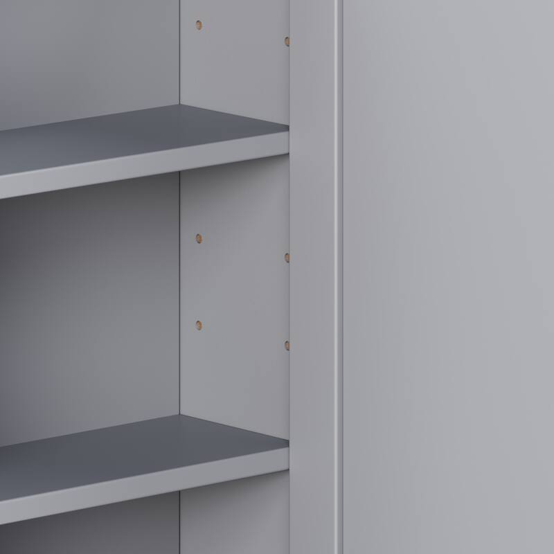 Bathroom Wall Storage Cabinet with Mirror, with Adjustable Wood Shelf & Doors, Mounted Storage Cabinets with 6 Open Shelves