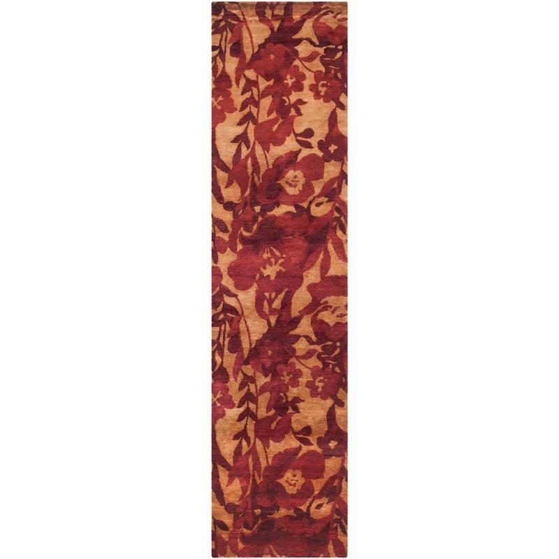 SAFAVIEH Couture Hand-knotted Tibetan Soniya Modern Wool Rug - 2'6" x 10' Runner - Red