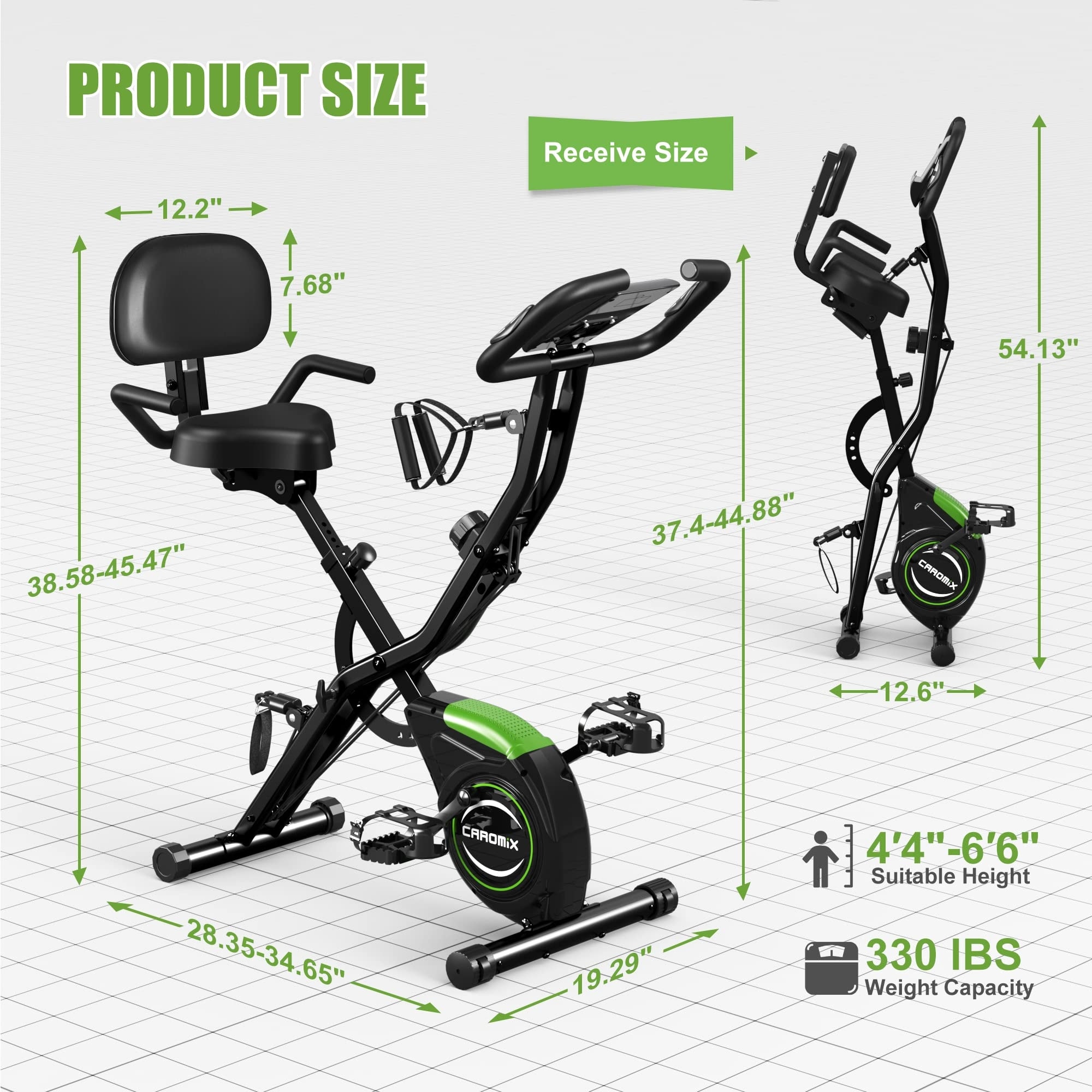Folding Exercise Bike Stationary Bike 16 Level Magnetic Resistance Cycling Bicycle Upright Indoor Cycling Bike 330LB Capacity