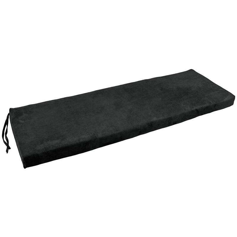 Microsuede Indoor Bench Cushion (48-, 51-, or 54-inches wide) - 54" wide - Black