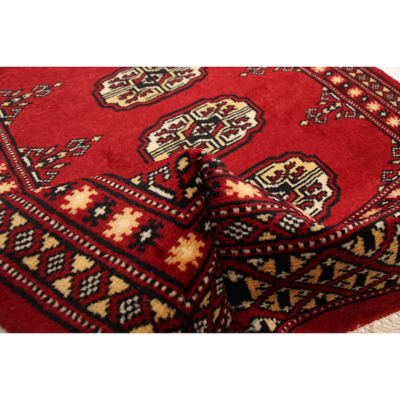ECARPETGALLERY Hand-knotted Finest Peshawar Bokhara Red Wool Rug - 2'0 x 3'1