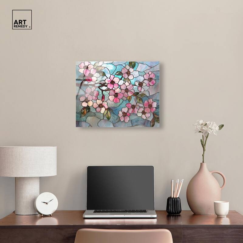 Shimmering Spring Blossoms II Acrylic by Art Remedy, Ready to Hang