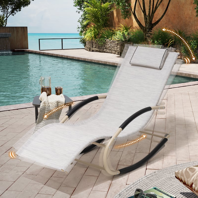 Pellebant Patio Rocking Chairs Chaise Lounge Chairs (Set of 2)