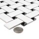 preview thumbnail 13 of 12, SomerTile Metro Basketweave Matte White with Black Dot 11.75" x 11.75" Porcelain Mosaic Tile