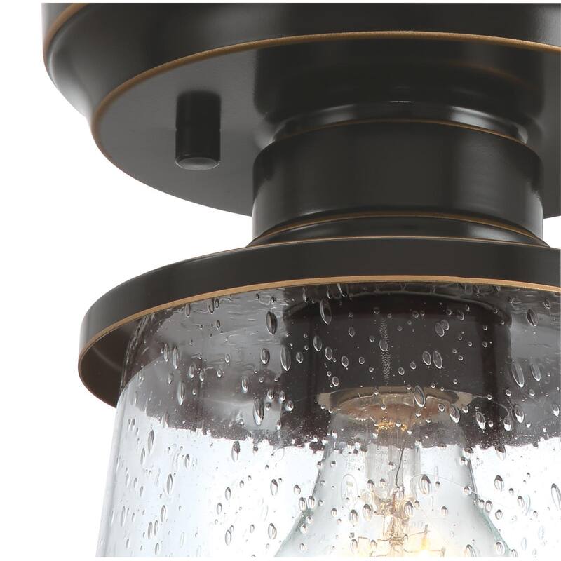 Westinghouse Lighting Emma Jane 7-Inch One-Light Outdoor Semi-Flush Mount, Amber Bronze Finish with Clear Seeded Glass - 1-Light