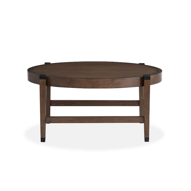 Magnussen Home Kaysen Wallaby and Matte Black Cocktail Table - 38''W x 38''D x 18''H
