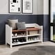 preview thumbnail 7 of 10, Furniture Dash | Shoe Rack and Bench White Distressed White distressed finish, seat in brown lacquer.