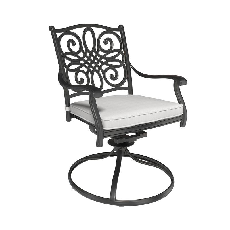 Clihome Outdoor Chair Cast Aluminum Flower-Shaped Backrest Swivel Chairs, Set of 2