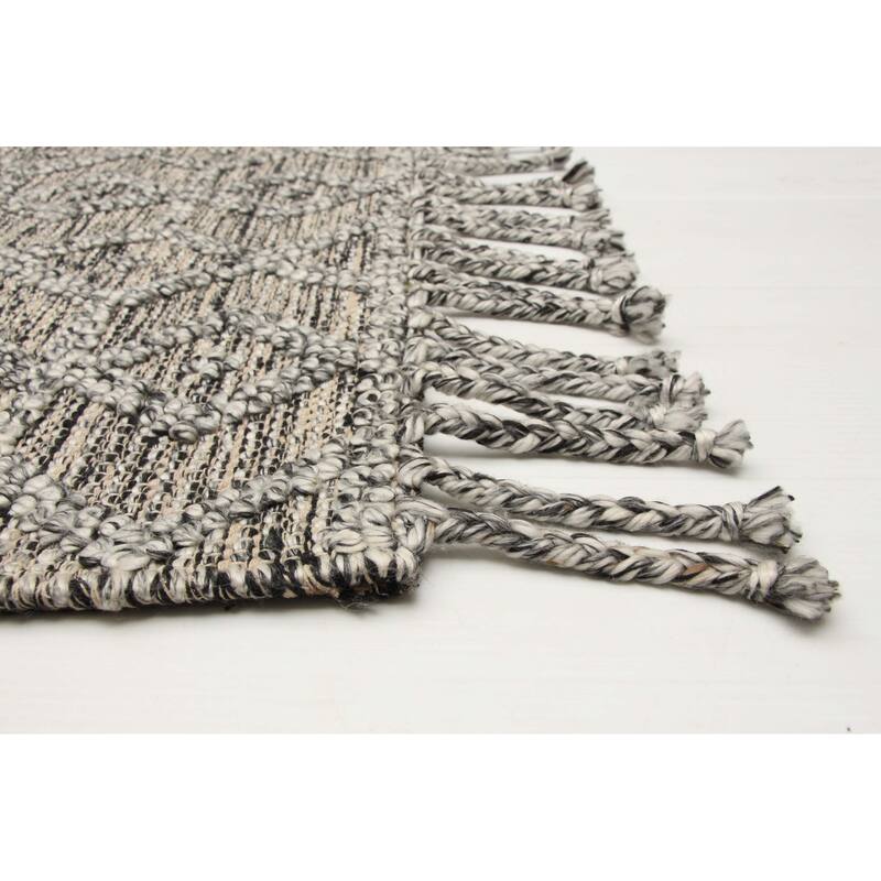 ECARPETGALLERY Braid weave Sienna Grey Wool Rug - 5'2 x 7'5