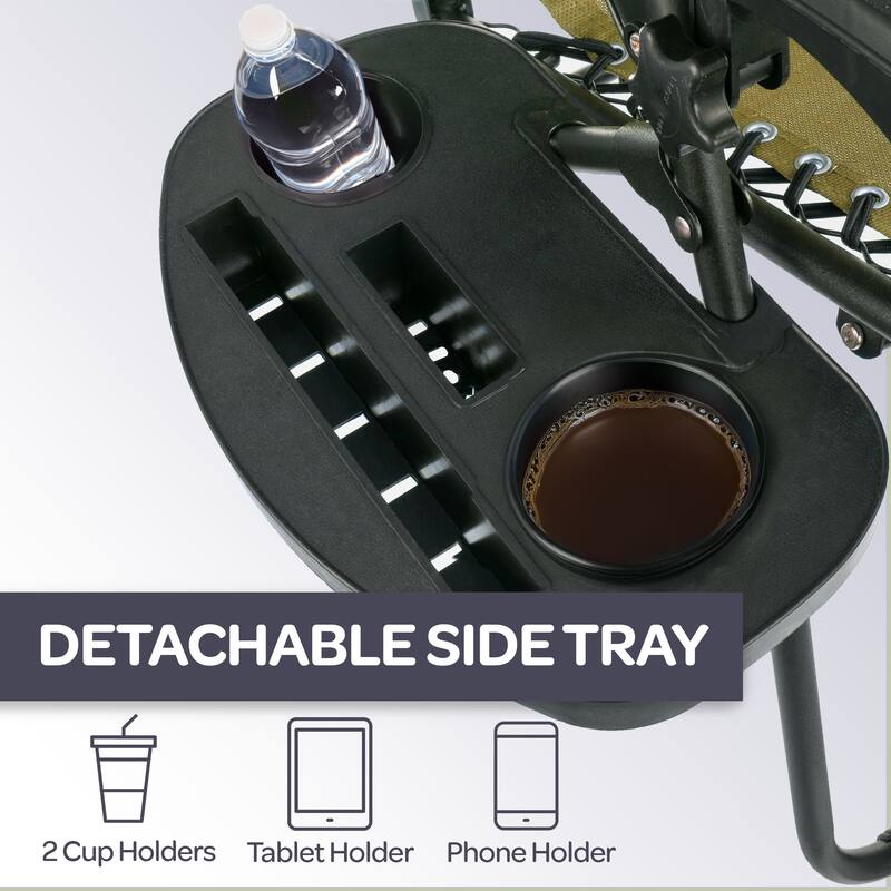 Zero Gravity Chairs Set of 2 - Steel and Mesh Recliner Folding Chairs for Outside by Lavish Home (Beige) - Set of 2